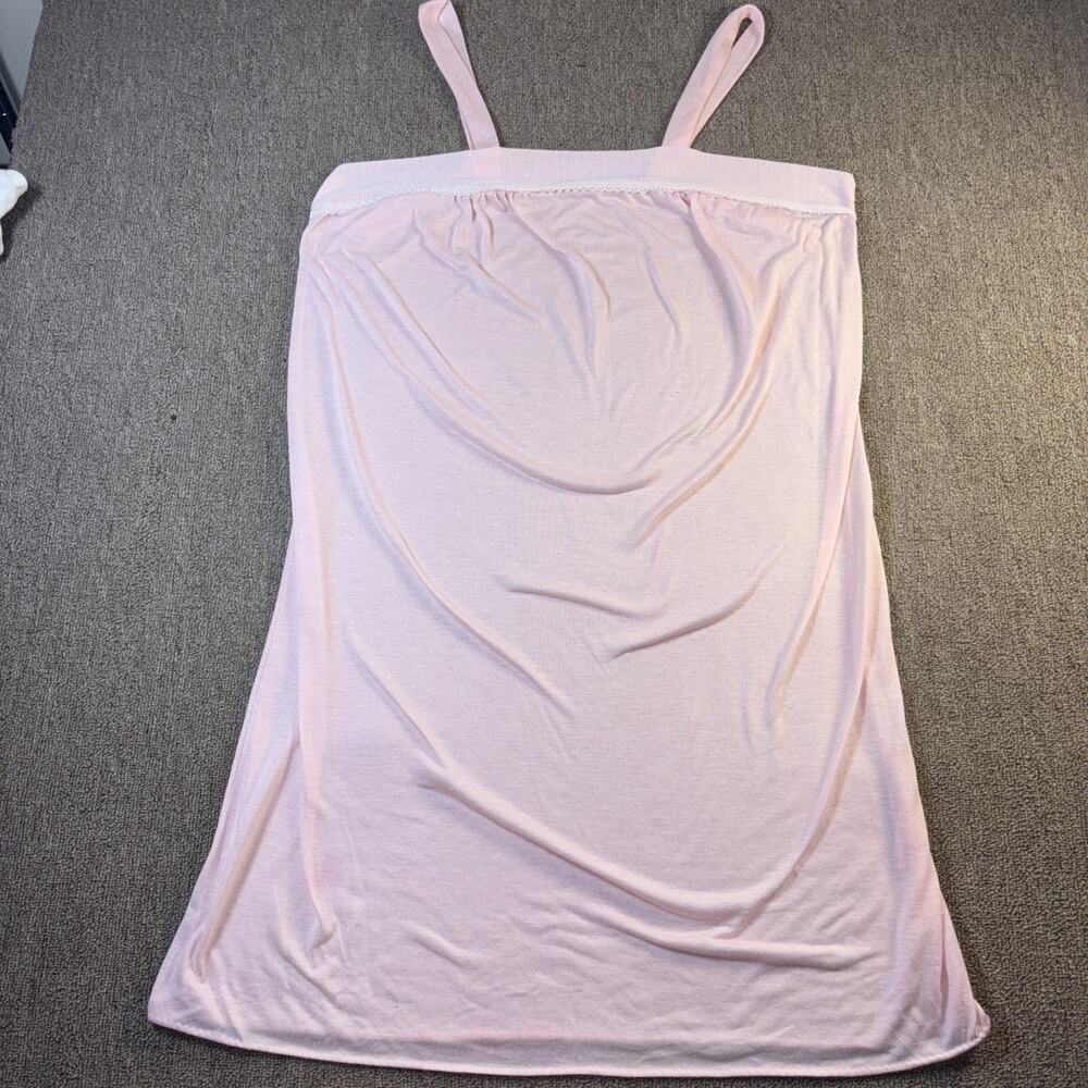 Vintage Pink Sleep Shirt Nightgown Womens Large Cotton Blend Lace Trim 80s